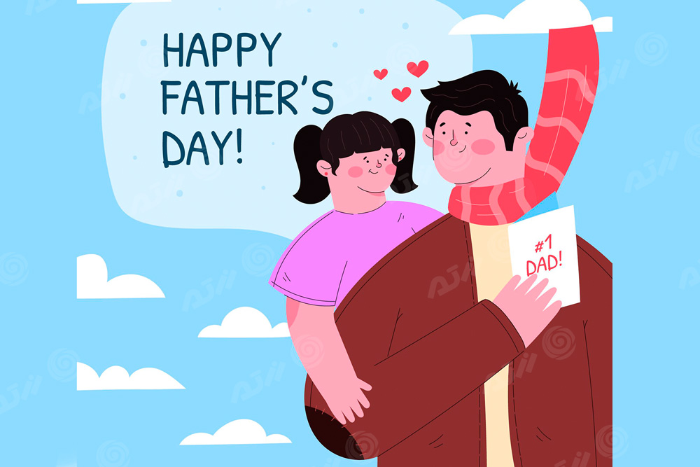 وکتور EPS و Ai طرح گرافیکی ویژه روز پدر شامل طرح گرافیکی پدر و دختر